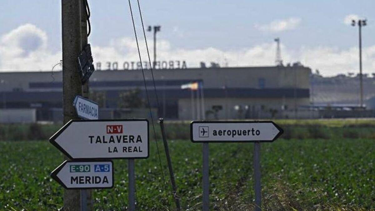 Señalización del aeropuerto de Badajoz.