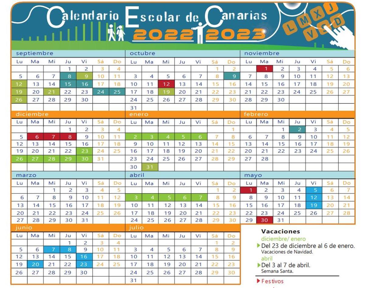 Calendario para el próximo curso escolar.