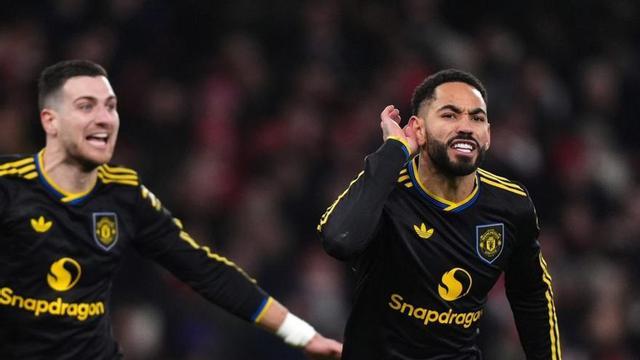 Cunha celebra el tercer gol del Manchester United. |  Europa Press
