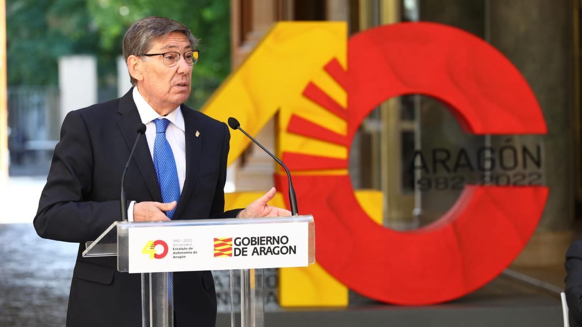 Arturo Aliaga, presidente del PAR y vicepresidente y consejero de Industria del Gobierno de Aragón, en el balance de tres años de legislatura.