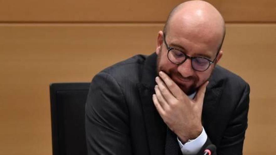 Charles Michel, durant el debat d&#039;ahir a Brussel·les.