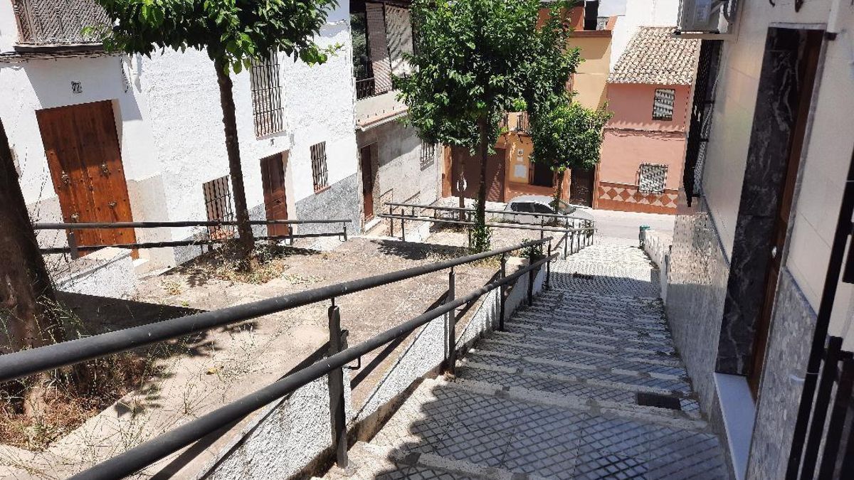 Escaleras de la calle Cerrillo que se pretenden salvar con plataformas.