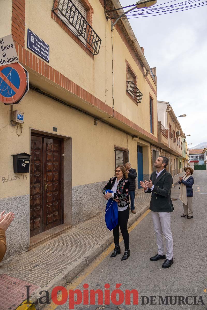 Una calle en Caravaca recuerda al profesor Juan Antonio Giménez Ramírez