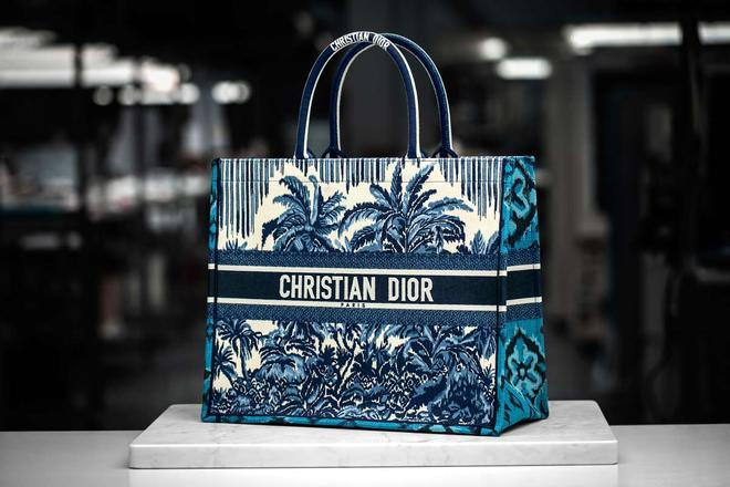 El modelo Dior Book Tote Palms en azul