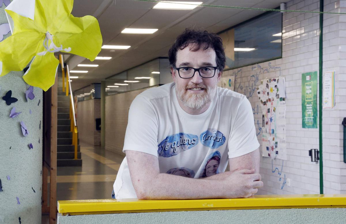 Carlos Cerviño, en el IES Valadares donde da clase