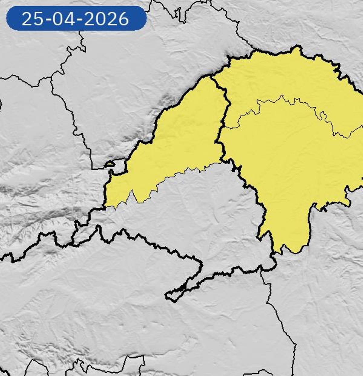 Aviso amarillo activado para este 25 de abril.