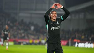 Darwin Núñez celebrando este fin de semana con el Liverpool