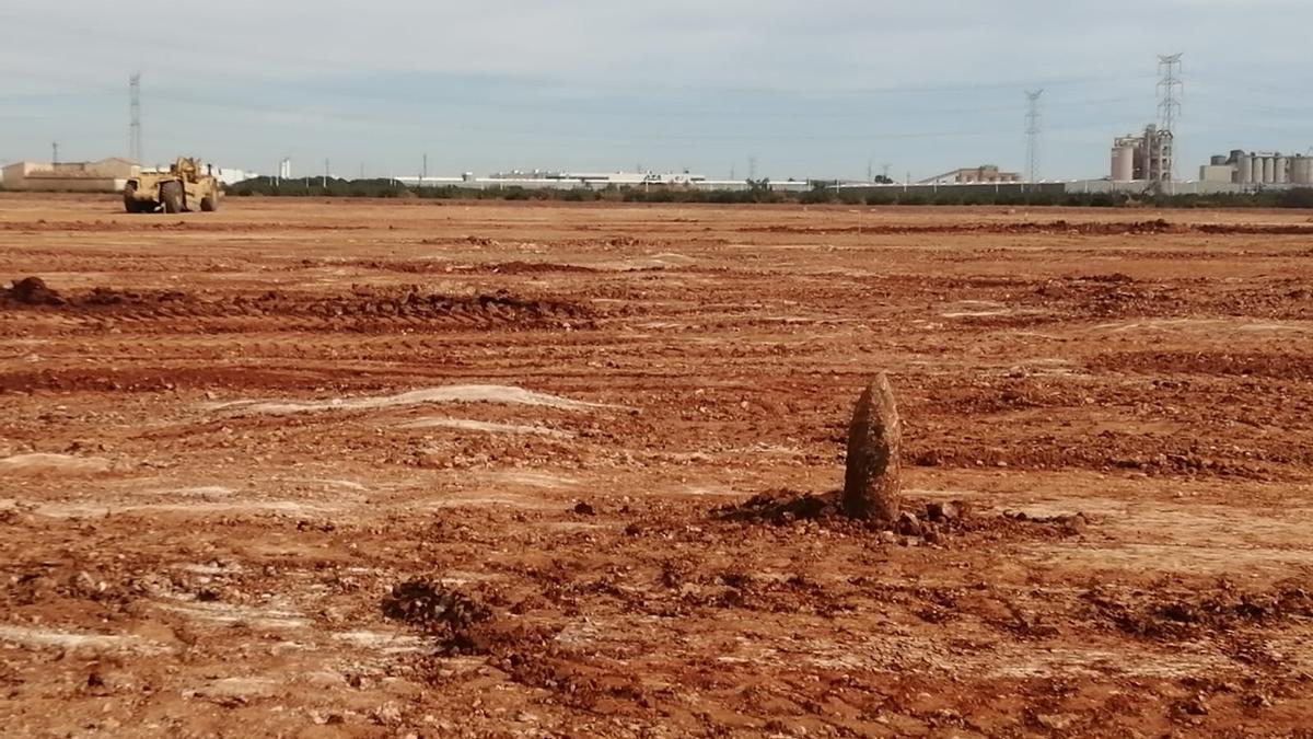 El obús hallado en Sagunto.