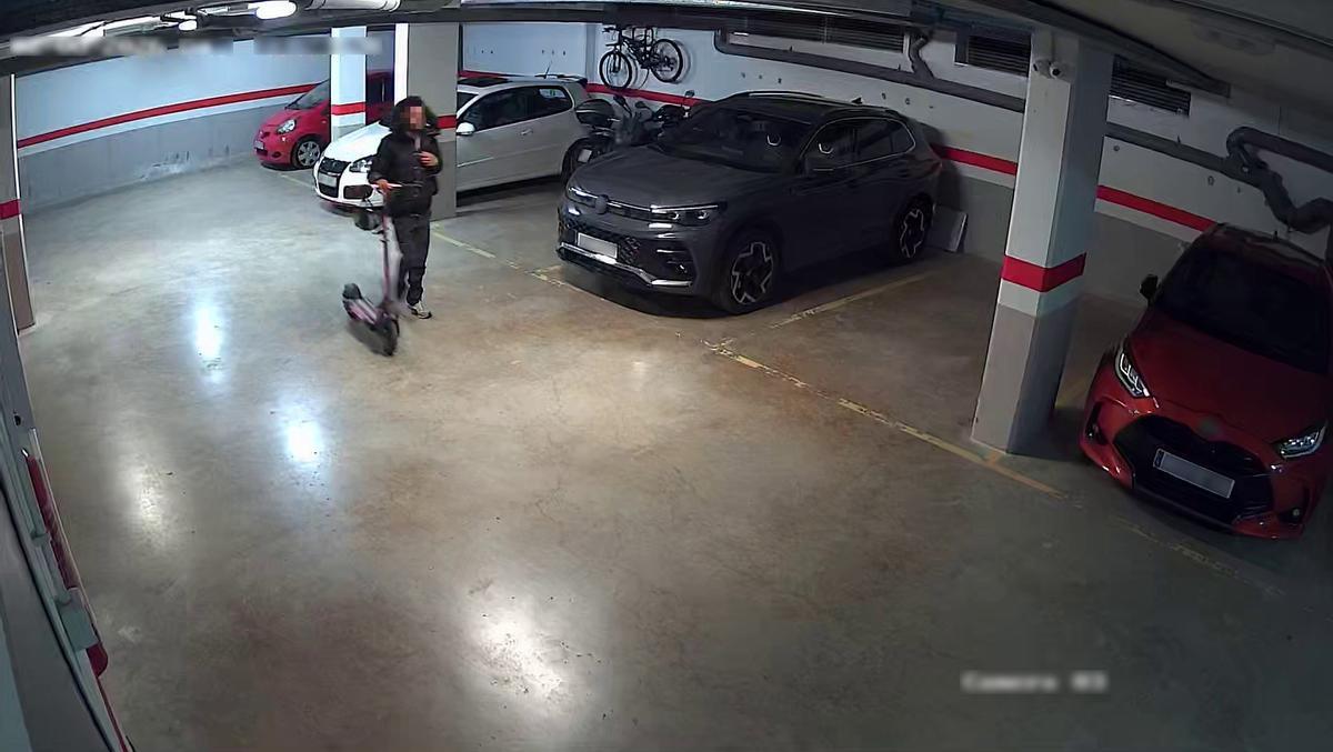 El presunto ladrón en un párking comunitario