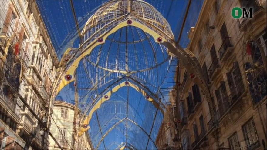 Detalles de las luces de Navidad en la calle Larios