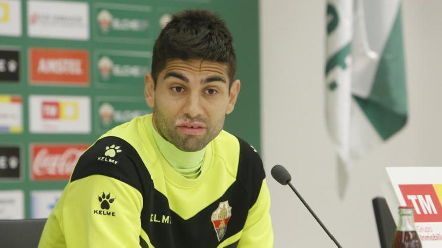 Manu, esta mañana, en la sala de Prensa del Martínez Valero