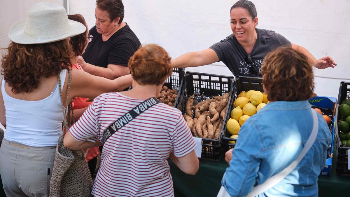 Venta de productos de Roque Negro que montó Anaís en el primer Mercadillo de las Tradiciones.