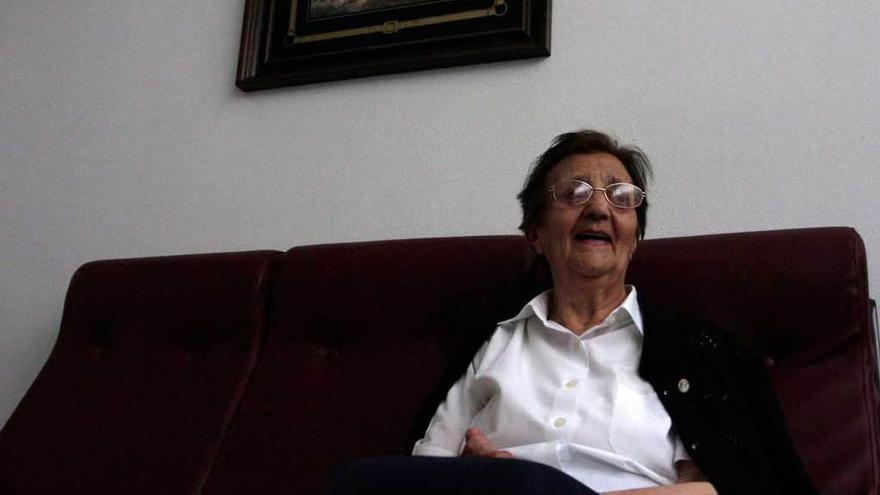 Sor Julia, cuando cumplió los 90 años, en el colegio de la Milagrosa.