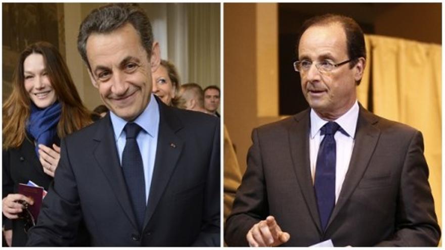 Sarkozy y Hollande acuden a votar