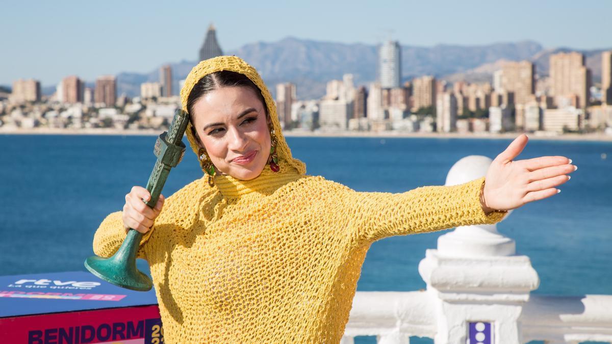 Blanca Paloma atiende a los medios en Benidorm tras ser elegida para Eurovisión.