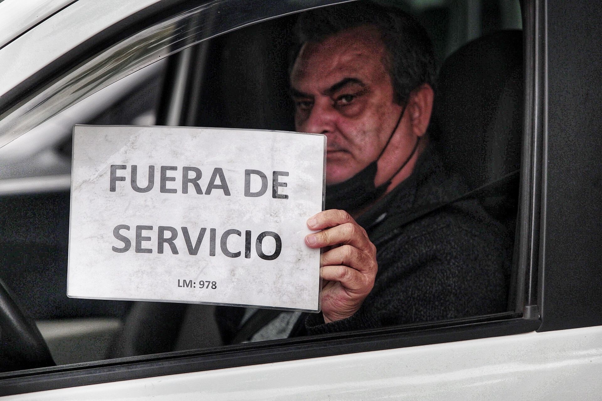 Caravana de taxis en Santa Cruz de Tenerife