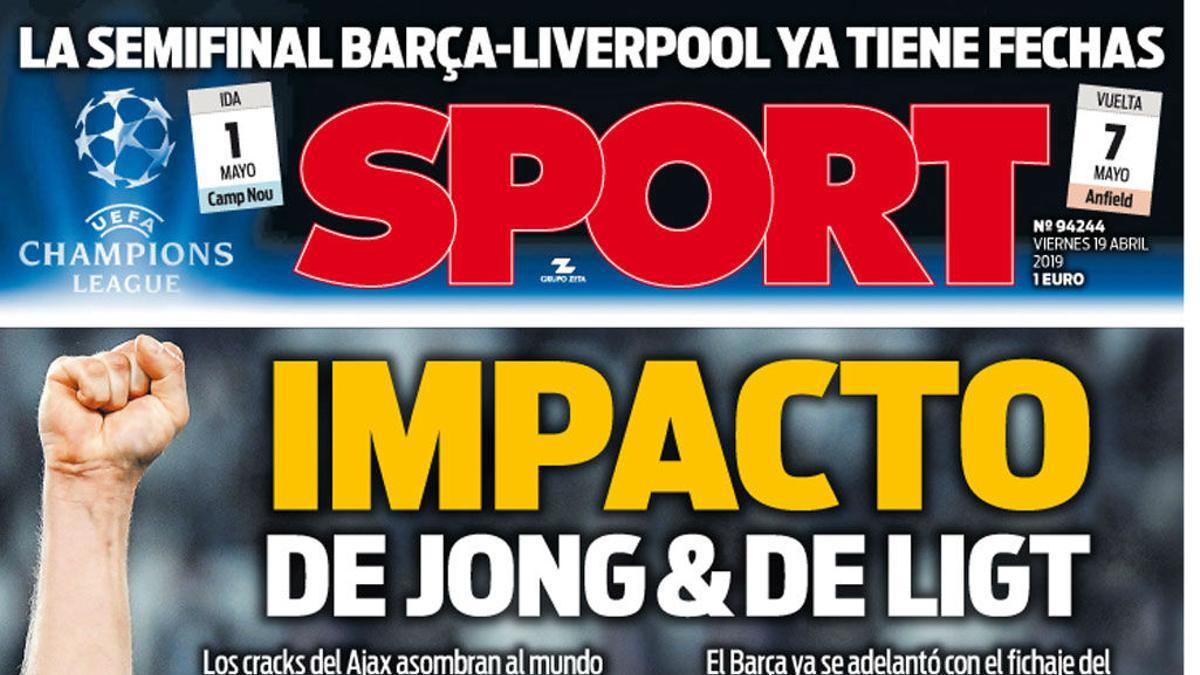 Esta es la portada de SPORT