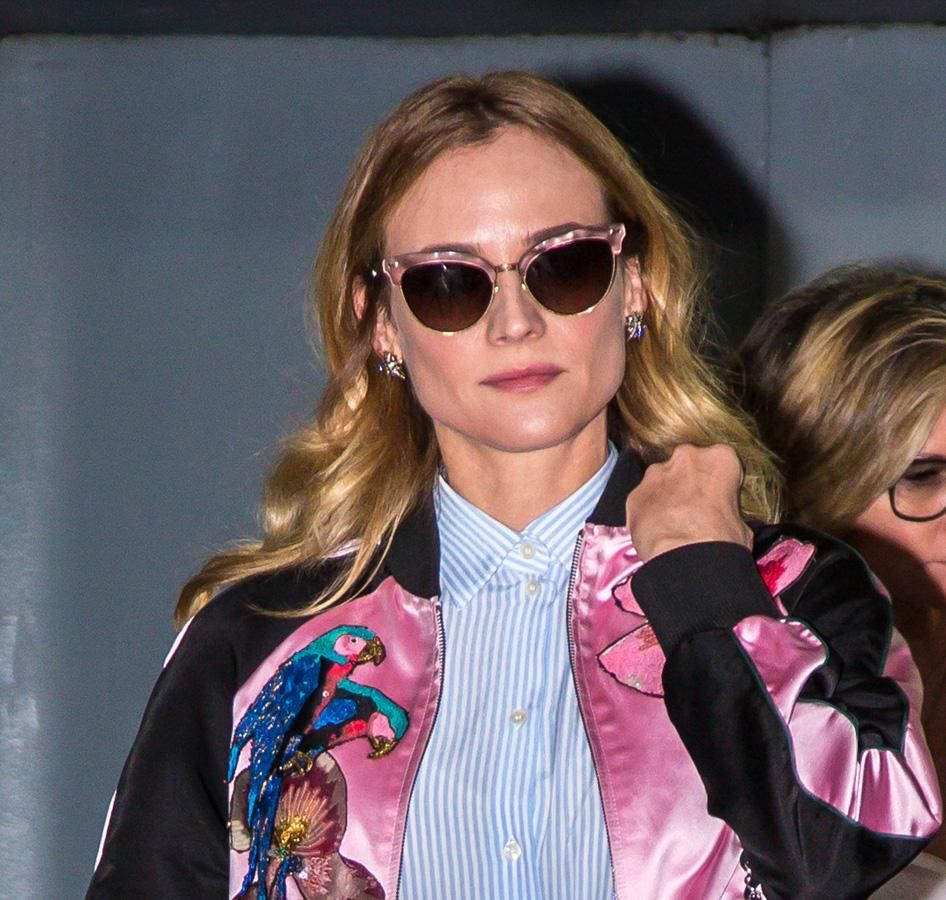 Diane Kruger con bomber y encaje en Nueva York