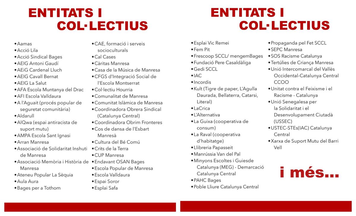 Llista de les entitats convocades