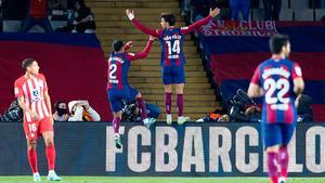 Joao Félix celebra su gol al Atlético de Madrid en Montjuic