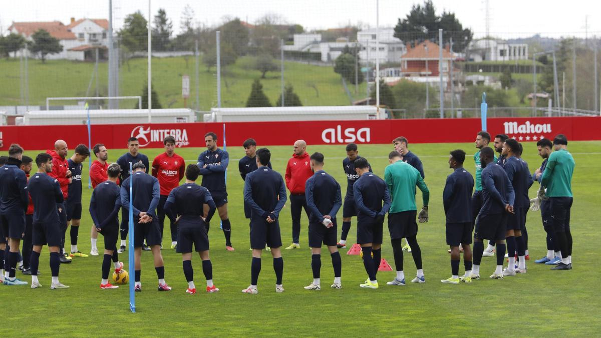 El Sporting, en un entrenamiento.