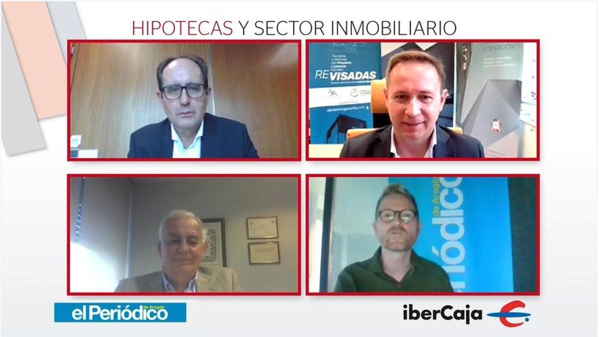 Participantes en la jornada digital 'Hipotecas y sector inmobiliario' organizada el pasado miércoles por EL PERIÓDICO DE ARAGÓN con el patrocinio de Ibercaja.