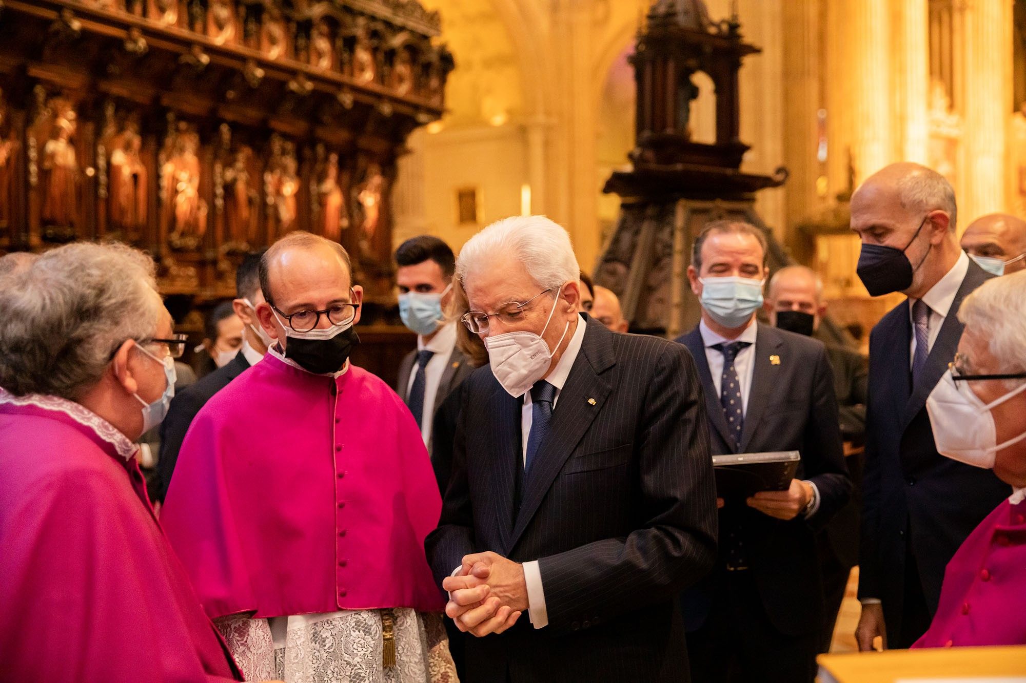 El presidente de Italia, Sergio Mattarella, aprovecha su estancia en Málaga y visita 'El Verbo Encarnado'