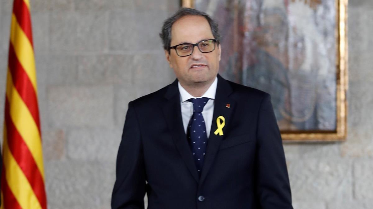 Quim Torra, durante el acto de toma de posesión como ’president’.