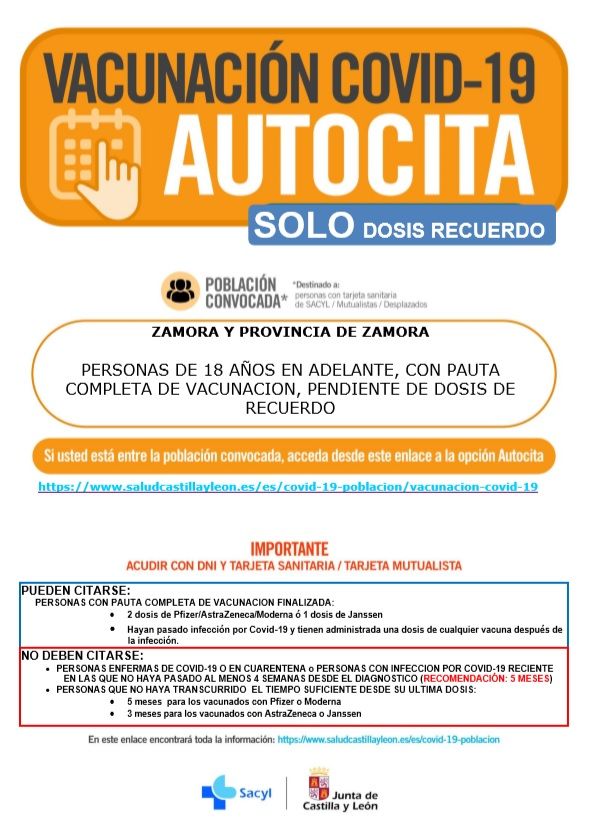 Cartel de vacunación para la próxima semana.