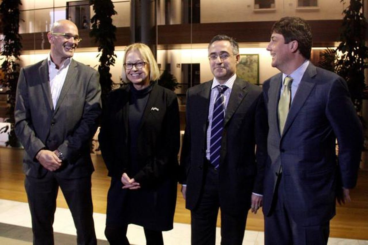 Els eurodiputats catalans Raül Romeva, Maria Badia, Ramon Tremosa i Salvador Sedó. Els eurodiputats catalans Raül Romeva, Maria Badia, Ramon Tremosa i Salvador Sedó.