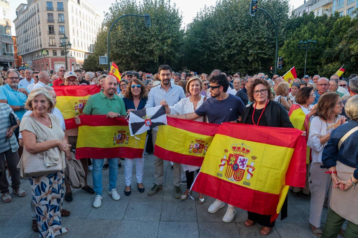 Un momento de la protesta vivida esta tarde en Vilagarcía.