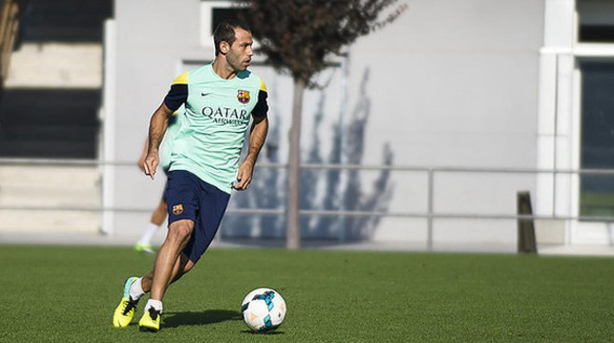 Javier Macherano, durant l’amistós contra el Sant Andreu. Javier Macherano, durant l’amistós contra el Sant Andreu.