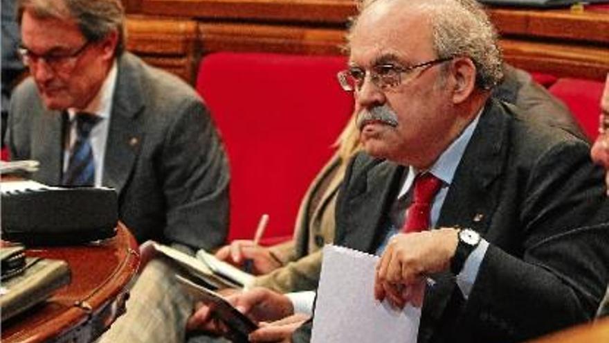 El conseller d&#039;Economia, Andreu Mas-Colell, ahir, al Parlament.