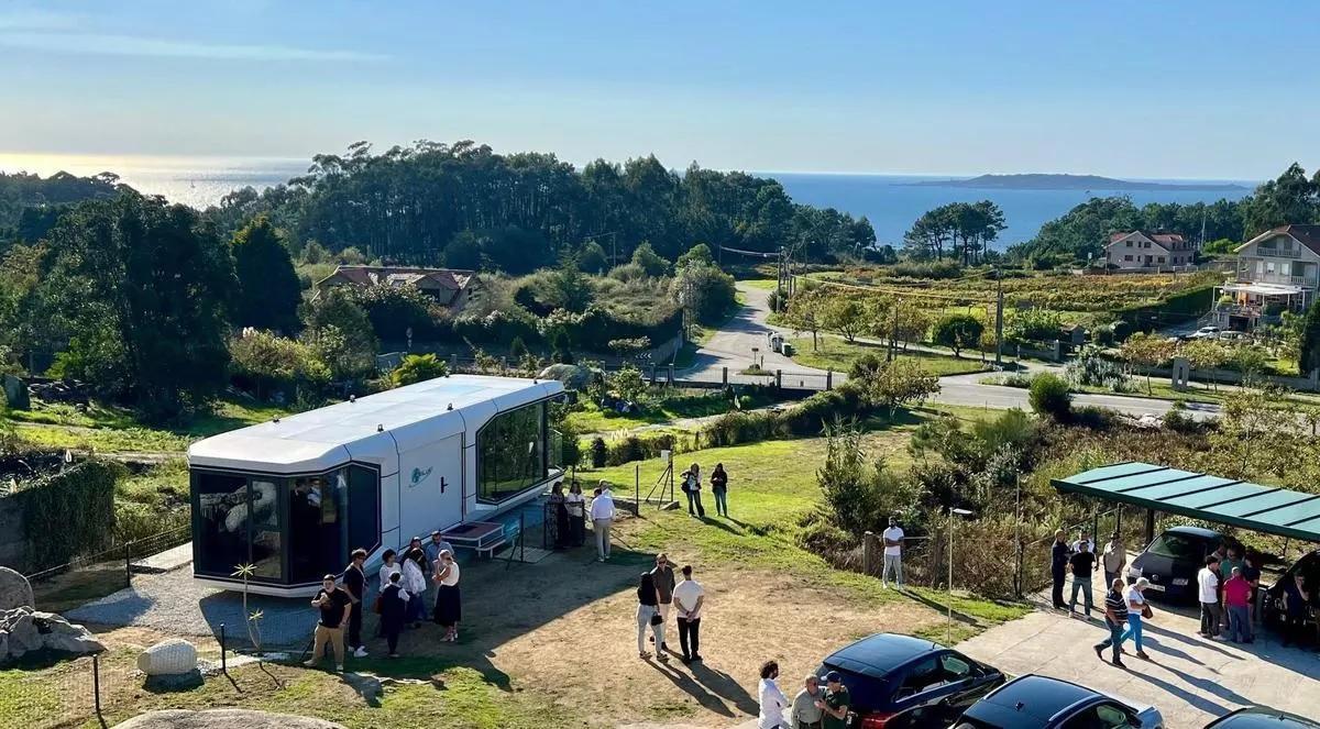 La vivienda cápsula expuesta en San Vicente de O Grove.