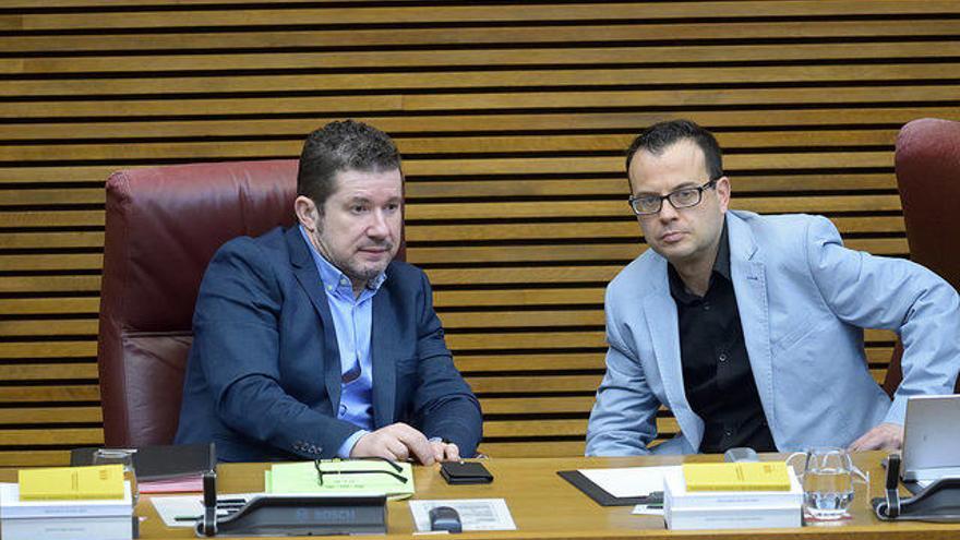 Marc Pallarés, con gafas, en las Corts