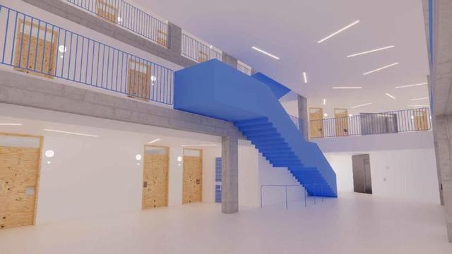 Recreació d’una escala interior del futur CAP Fort Pienc, a Barcelona.