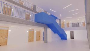 Recreación de una escalera interior del futuro CAP Fort Pienc, en Barcelona.