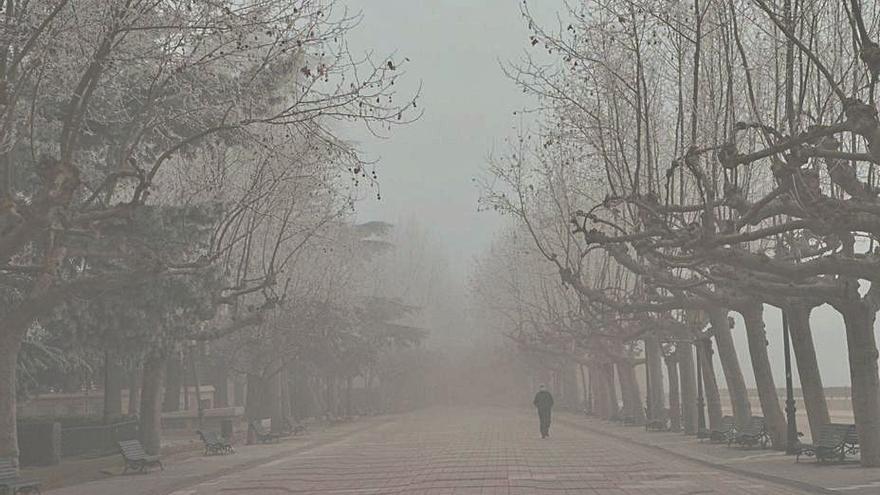 Benavente sigue blanca por la niebla congelada