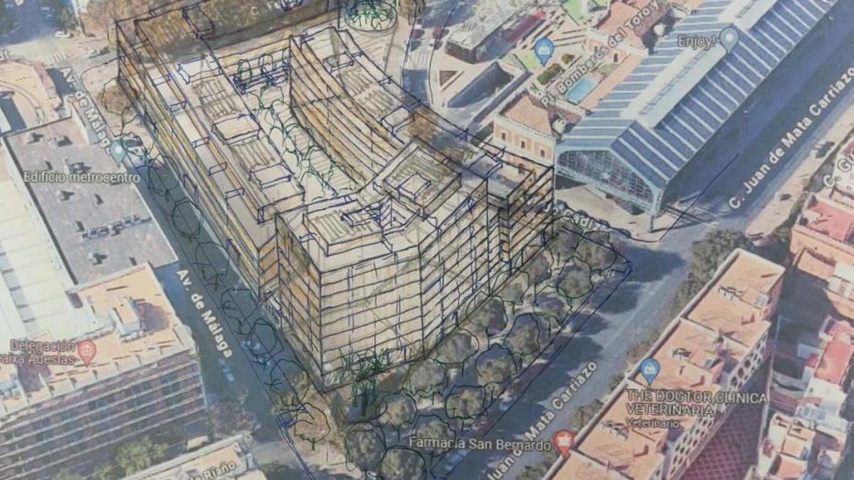 Croquis de la Consejería de Hacienda de cómo sería el edificio de viviendas que ocuparía el solar de San Bernardo