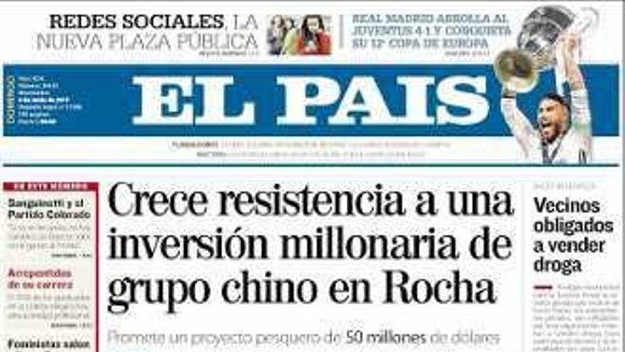 Portada de &quot;El País&quot; Uruguay.