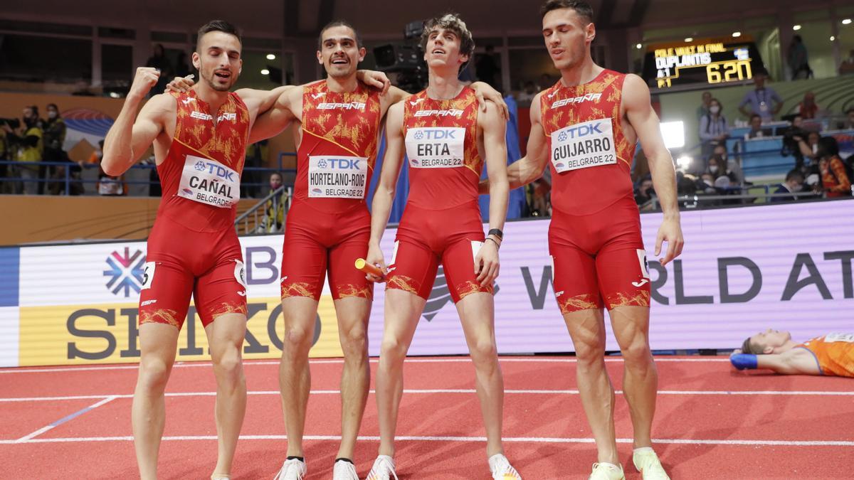 El equipo español de relevos 4x400, subcampeones del mundo