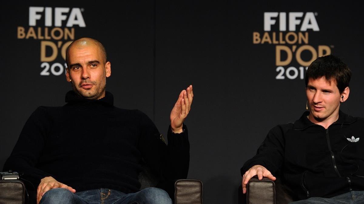 Pep Guardiola y Lionel Messi, en la gala del Balón de Oro en enero del 2012.