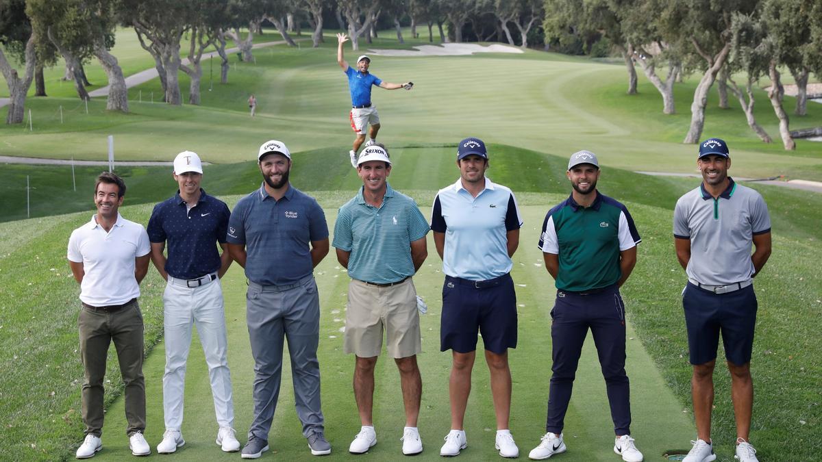 Rahm y Arnaus, con algunos de los españoles que participan en Valderrama