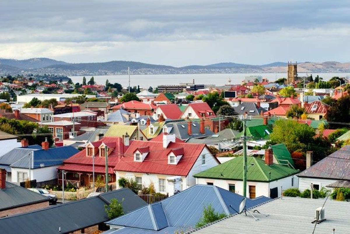 Coloridos tejados de Hobart, Tasmania.