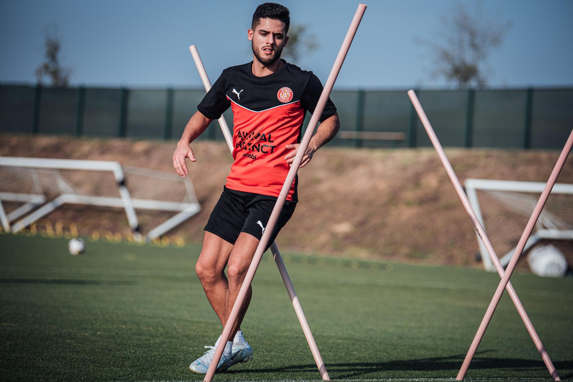 Primer entrenament amb el Girona de David López i Yan Couto