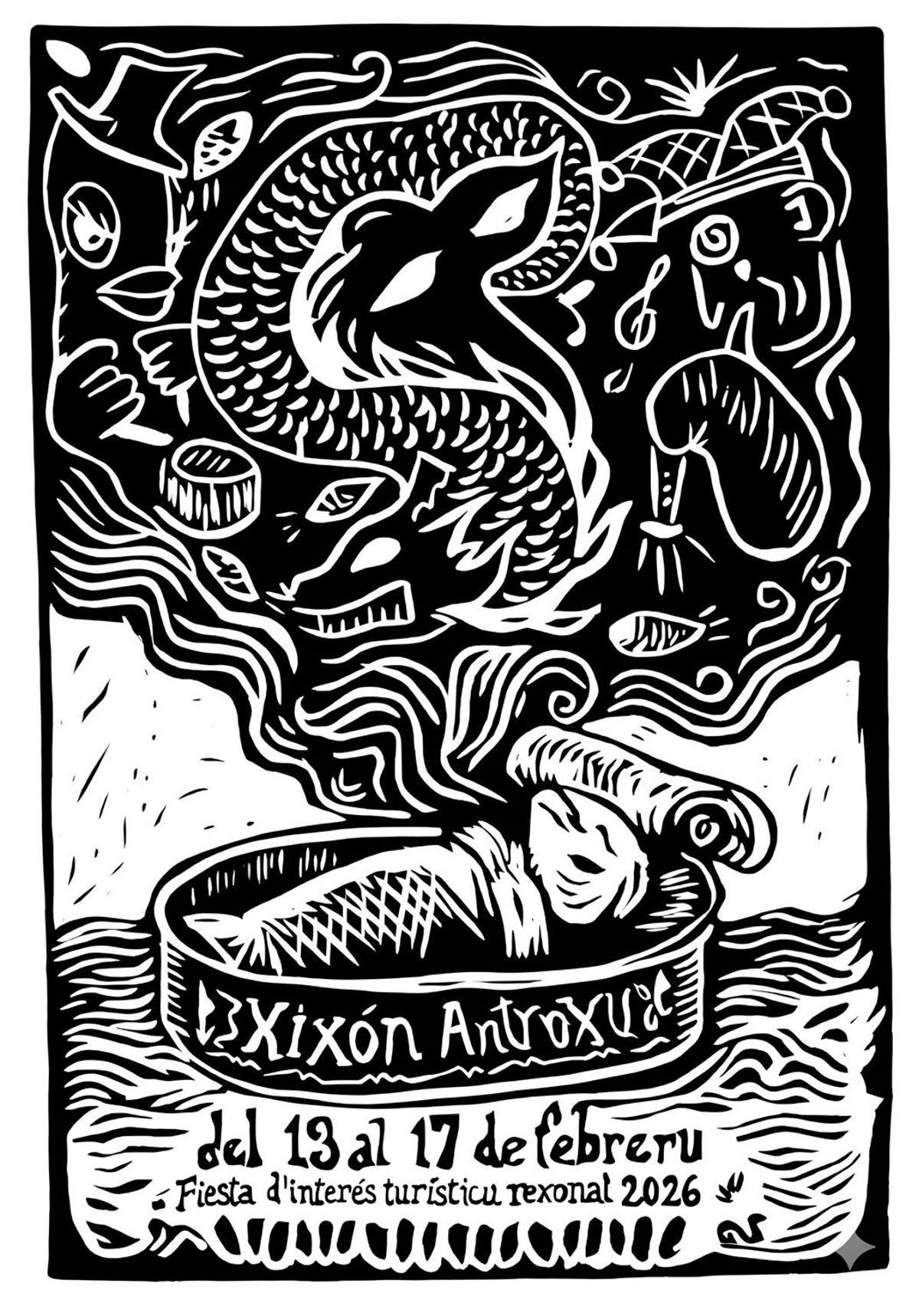 El cartel ganador, llamado "Los sueños de la sardina".