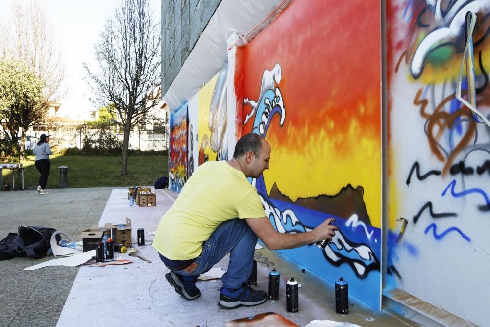 El graffiti de la guardesa, ganador entre los 14 participantes en el festival del Proyecto Ewa.