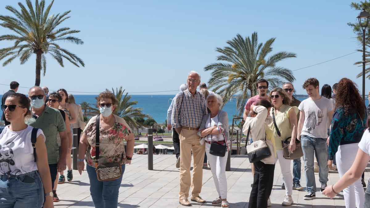 Turistas  paseando en Palma