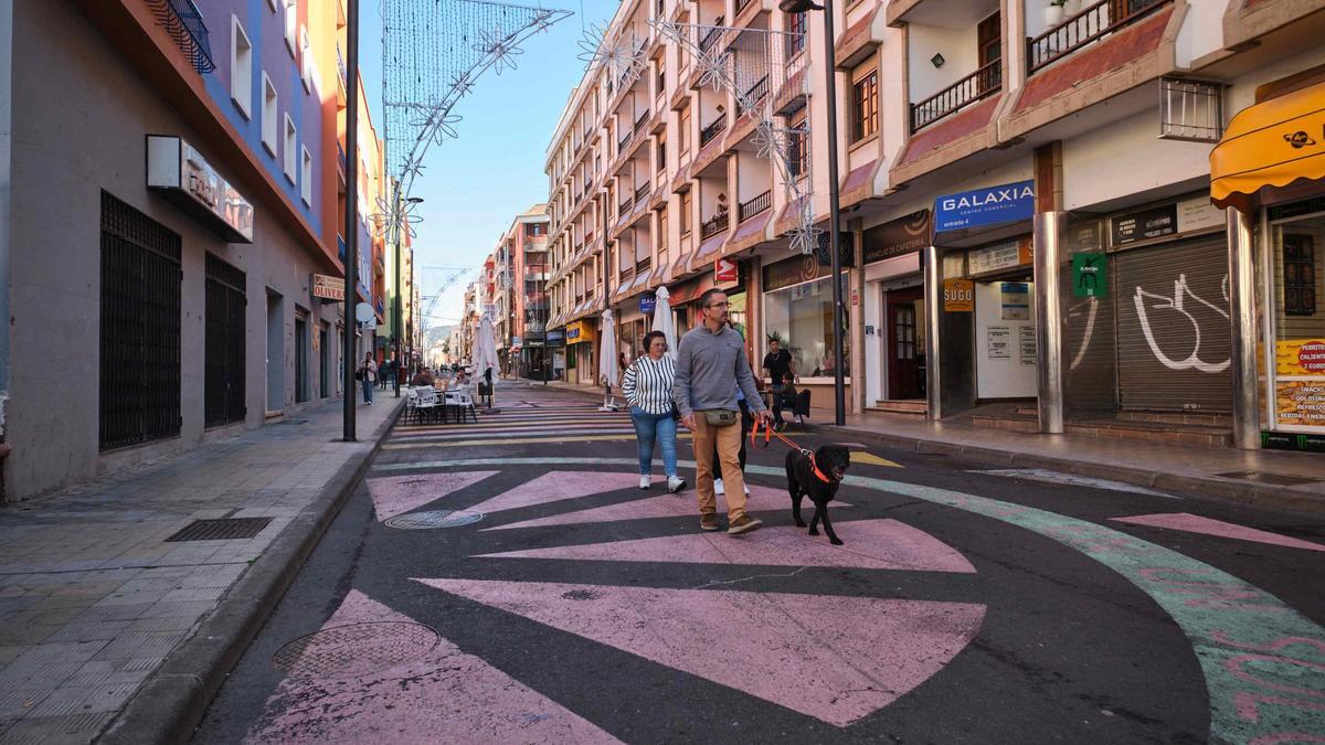 La calle Heraclio Sánchez, con su sistema de urbanismo táctico, en una imagen de archivo.