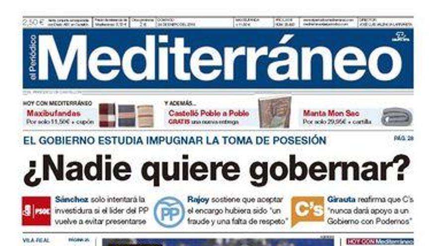 ¿Nadie quiere gobernar?, hoy en la portada de Mediterráneo